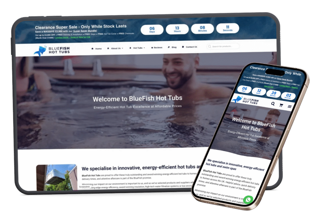 banner blue fish hot tubs